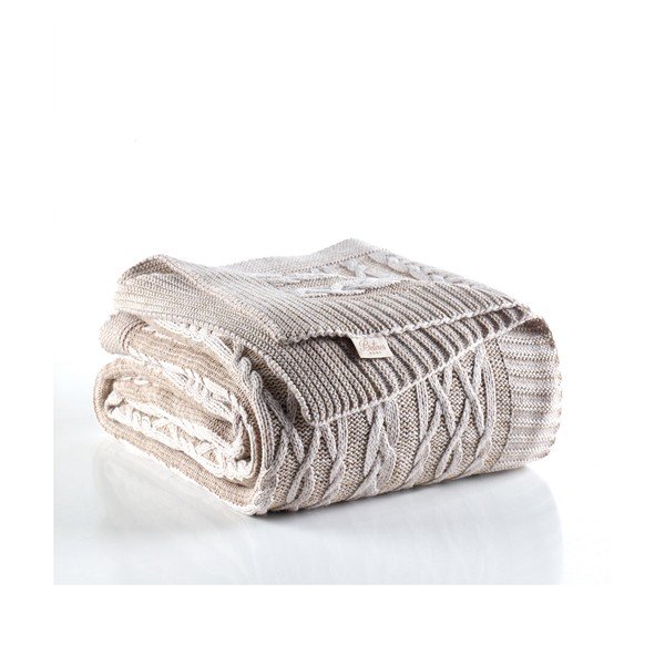 Cuvertură din amestec de bumbac Homemania Decor Knit, 220 x 240 cm, gri-bej-image-1