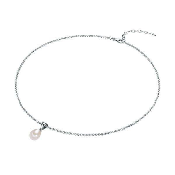 Cercei din argint cu perlă albă Chakra Pearls, 42 cm