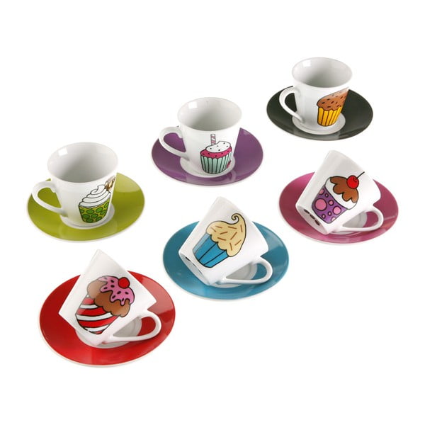 Set 6 cești pentru espresso, cu farfurie, Versa Cupcakes