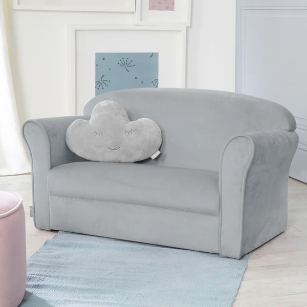 Canapea pentru copii gri deschis cu tapițerie din catifea 78 cm Lil Sofa – Roba-image-1