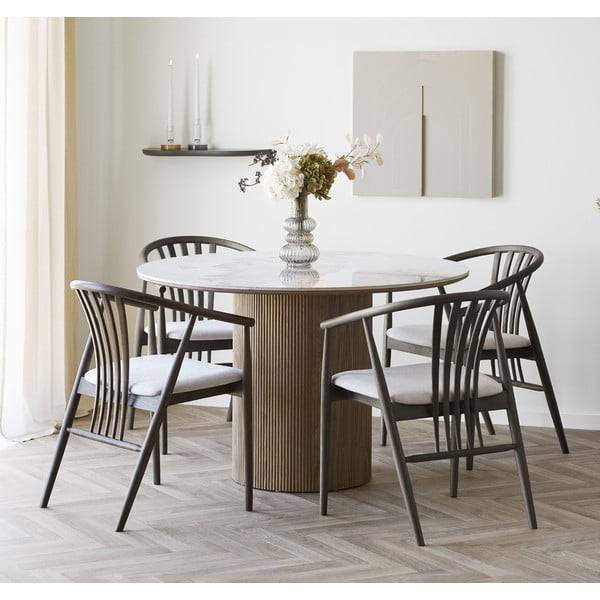 Masă de dining rotundă cu blat cu aspect de marmură ø 120 cm Athens – House Nordic-image-1