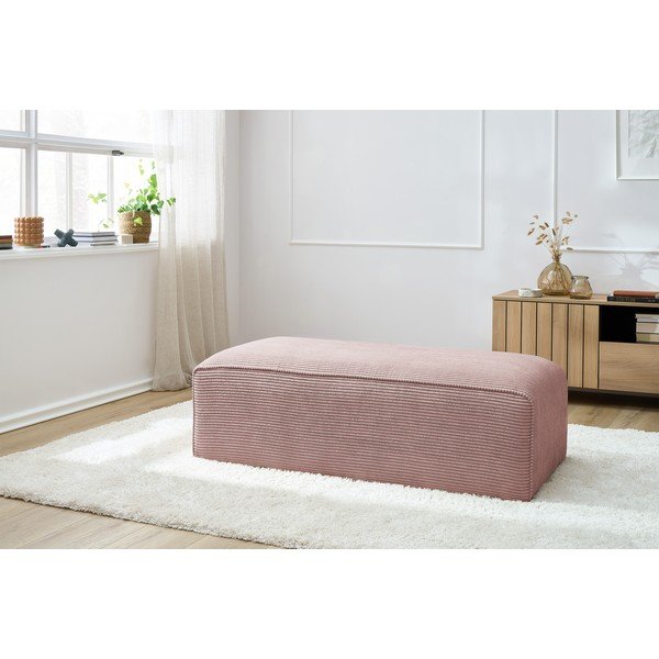 Taburet modular roz cu tapițerie din catifea reiată Megeve – Bobochic Paris-image-1