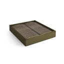 Pat matrimonial verde tapițat cu spațiu de depozitare/fără tăblie cu somieră 160x200 cm Susan – Micadoni 