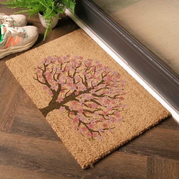 Covoraș de intrare din fibre de nucă de cocos 60x90 cm Blossom Tree of Life – Artsy Doormats-image-1