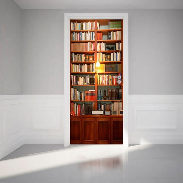 Autocolant adeziv pentru ușă Ambiance Bookshelf, 83 x 204 cm