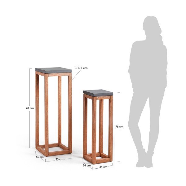 Set 2 măsuțe auxiliare din lemn de salcâm La Forma Levor-image-4