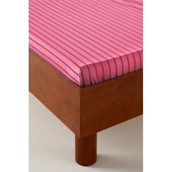 Cearceaf roz din bumbac organic cu elastic 180x200 cm Sima – Jotex-image-1