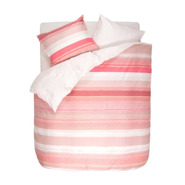 Lenjerie de pat cu model Esprit Dana, 200 x 200 cm, roz-alb 