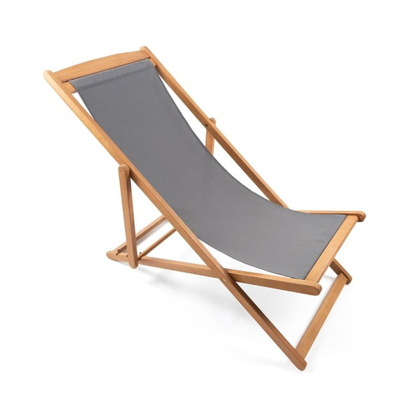 Șezlong de grădină pliabil din lemn de acacia gri Deck - Bonami Essentials-image-3