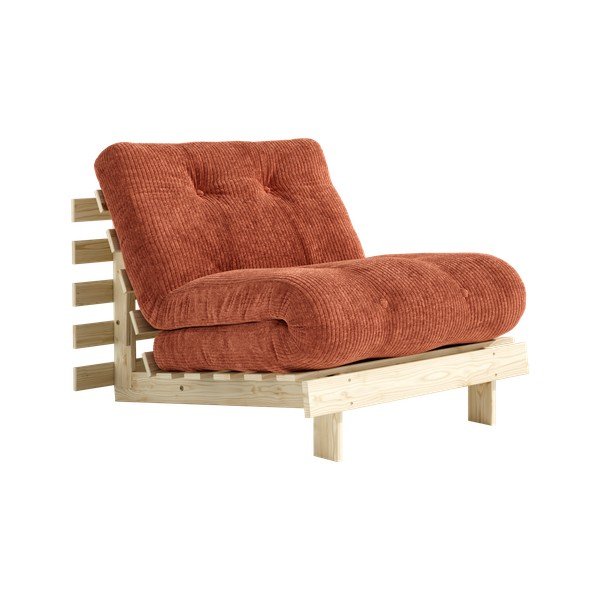 Fotoliu teracotă extensibil de tip futon cu tapițerie din catifea reiată Roots – Karup
