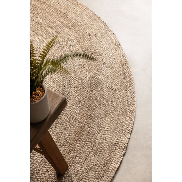 Covor grej reversibil rotund din iută ø 140 cm Braided – Hanse Home-image-4