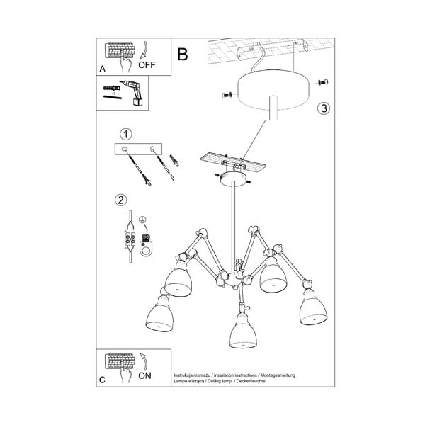 Lustră neagră cu abajur din metal 70x70 cm Matilda Shade - Sollux-image-4