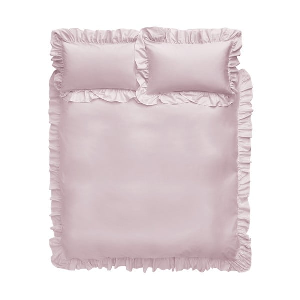 Lenjerie de pat din bumbac Bianca Frill, 200 x 200 cm, roz