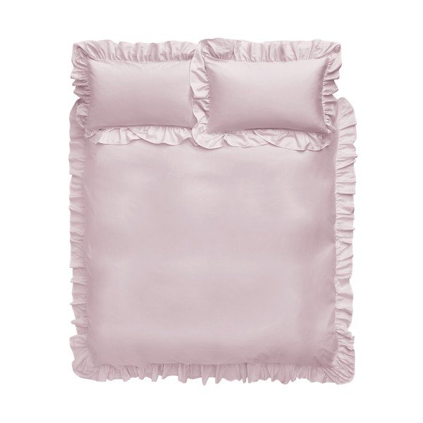 Lenjerie de pat din bumbac Bianca Frill, 135 x 200 cm, roz