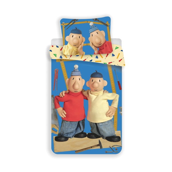 Lenjerie de pat pentru copii din bumbac pentru pat de o persoană 140x200 cm Pat a Mat – Jerry Fabrics