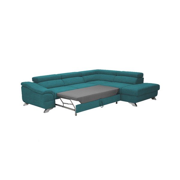 Colțar extensibil Windsor & Co Sofas Gamma, turcoaz, partea dreaptă-image-2