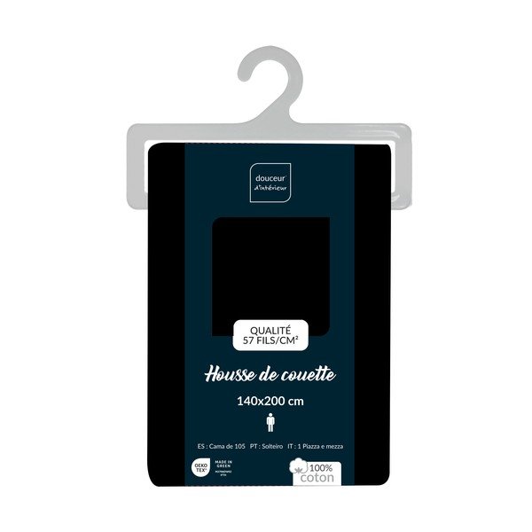 Husă de pilotă neagră din bumbac pentru pat de o persoană 140x200 cm Lina – douceur d'intérieur-image-2