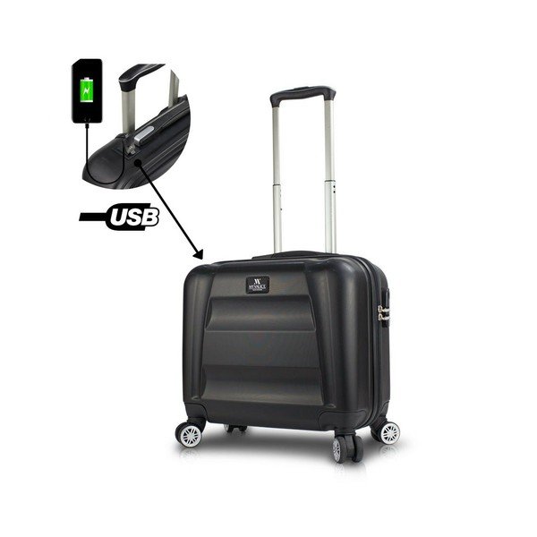 Valiză cu roți/troler cabină, cu port USB My Valice COLORS LASSO, negru-image-1