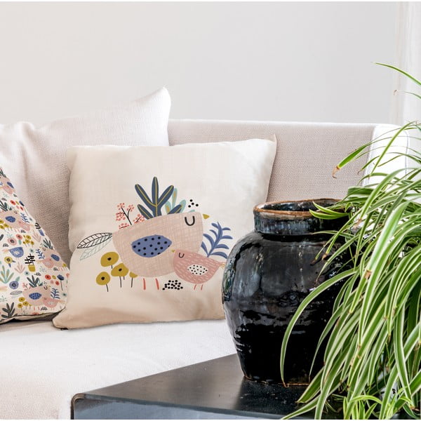 Pernă din bumbac Butter Kings Bird Family, 45 x 45 cm-image-1