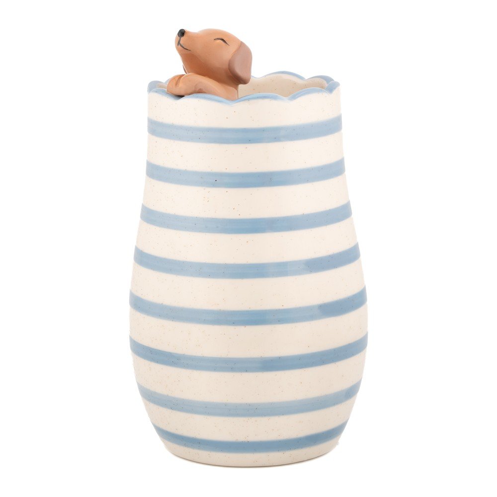 Vază albă din dolomită (înălțime 18,5 cm) Peeking Sausage Dog – Sass &amp; Belle