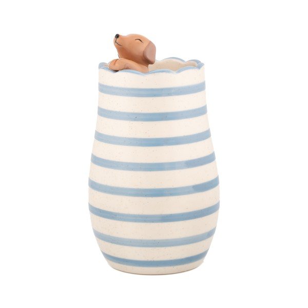 Vază albă din dolomită (înălțime 18,5 cm) Peeking Sausage Dog – Sass & Belle
