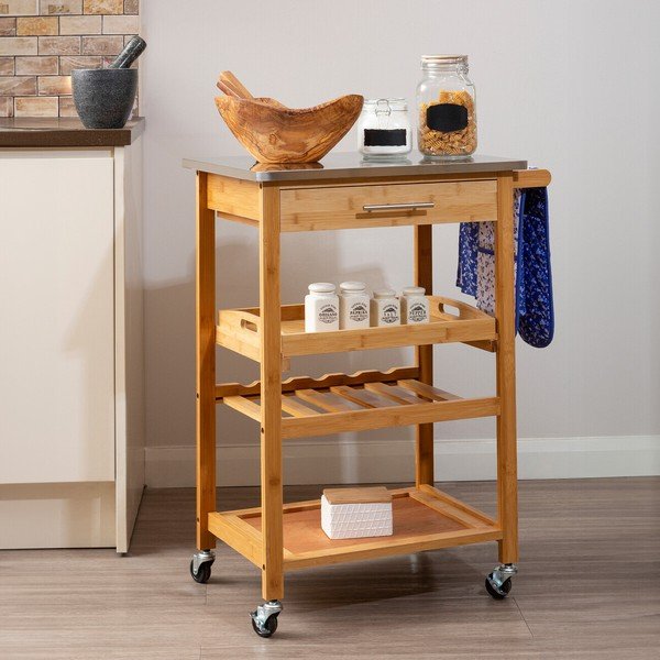 Măsuță de servire cu roți din bambus 41x58 cm Harlow – Premier Housewares-image-2