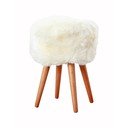 Taburet cu tapițerie din blană de oaie Native Natural, ⌀ 30 cm, alb