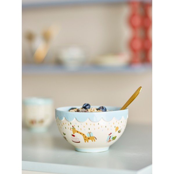 Bol pentru copii albastru deschis/crem din gresie ø 13,5 cm Celebrate – Bloomingville Mini-image-1