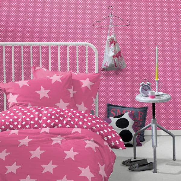 Lenjerie de pat roz pentru copii Starville, 120x150 cm