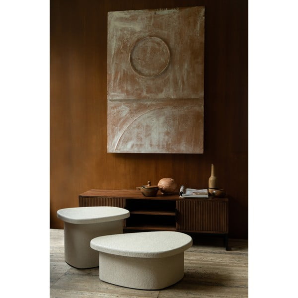 Măsuță de cafea bej cu aspect de marmură 49x74 cm Veda – Dutchbone-image-1