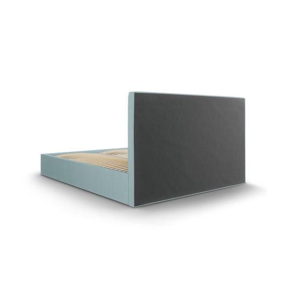 Pat matrimonial 160x200 cm albastru deschis tapițat cu spațiu de depozitare cu somieră Juniper – Mazzini Beds-image-4