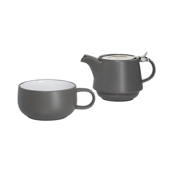 Set ceașcă cu ceainic din ceramică Maxwell & Williams, gri închis