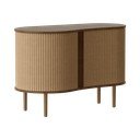 Comodă maro-maro deschis cu aspect de lemn de stejar cu ușă glisantă 100x67x50 cm Audacious – UMAGE