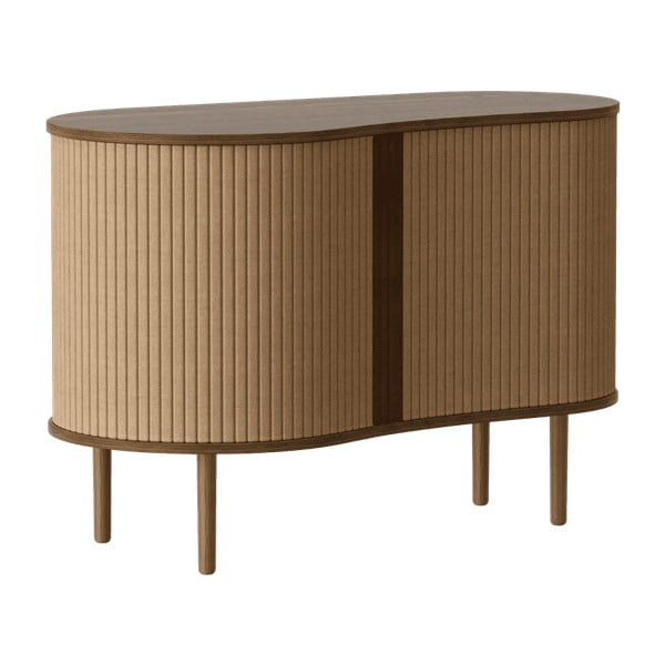 Comodă maro-maro deschis cu aspect de lemn de stejar cu ușă glisantă 100x67x50 cm Audacious – UMAGE