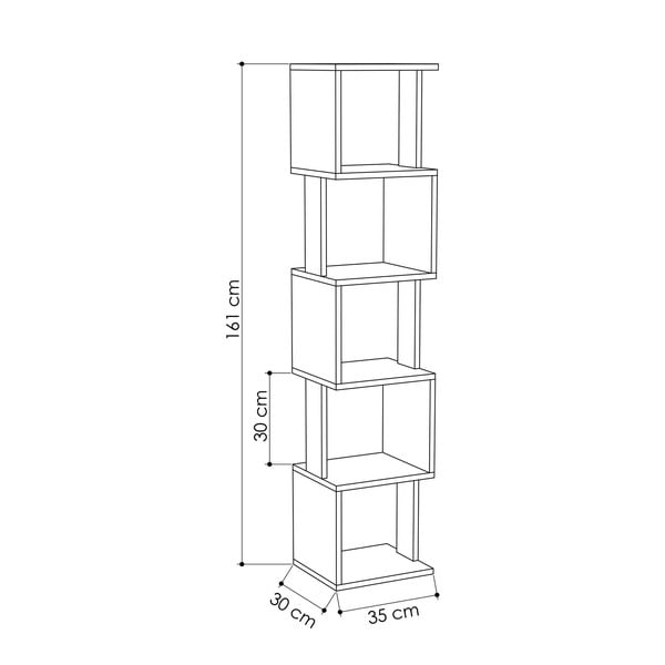 Bibliotecă albă/cu aspect de lemn de stejar 35x161 cm Piri – Kalune Design-image-2