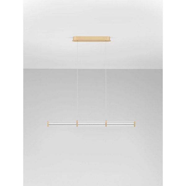 Lustră auriu mat LED cu intensitate reglabilă din metal cu abajur din sticlă acrilică Pheme – Nova Luce-image-3