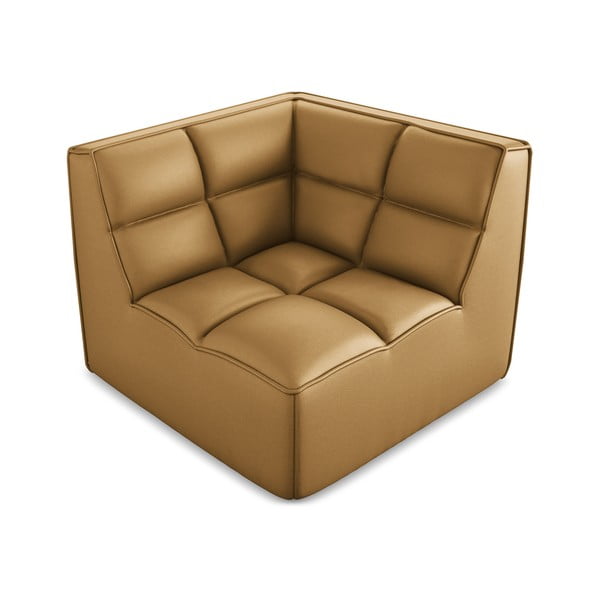 Modul pentru canapea modulară maro coniac cu tapițerie din imitație de piele Kalai – Makamii-image-1