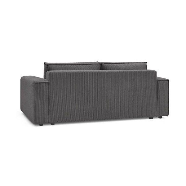 Canapea gri închis extensibilă cu tapițerie din catifea reiată  245 cm Nihad – Bobochic Paris-image-4