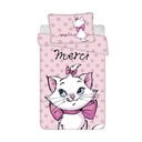 Lenjerie de pat pentru copii roz din bumbac pentru pătuț 100x135 cm Marie Cat "Merci" – Jerry Fabrics
