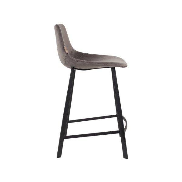 Set 2 scaune bar cu tapițerie catifelată Dutchbone, înălțime 91 cm, gri-image-3