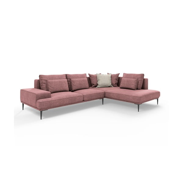 Canapea extensibilă cu șezlong dreapta Interieurs 86 Liege, roz
