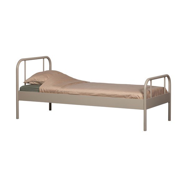 Pat bej din metal cu somieră 90x200 cm Mata – WOOOD