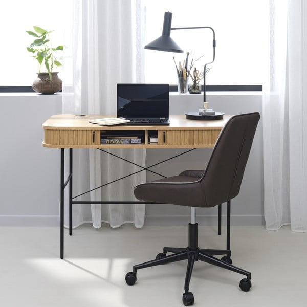 Birou cu aspect de lemn de stejar 60x120 cm Nola – Unique Furniture-image-1