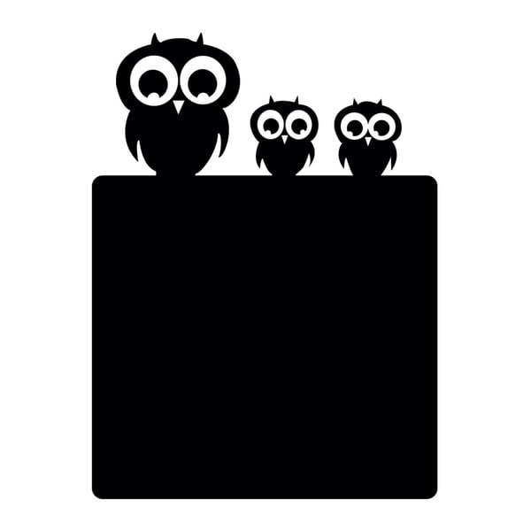 Autocolant de perete Chalk Owl Family, negru