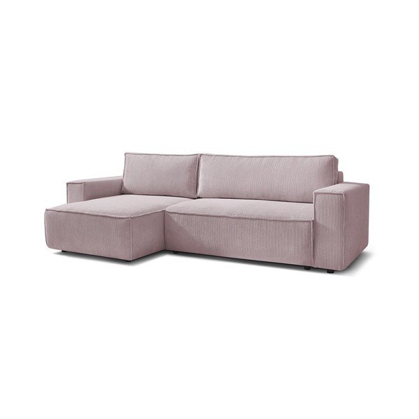 Colțar roz deschis extensibil cu tapițerie din catifea reiată  (cu colț variabil) Nihad – Bobochic Paris-image-3