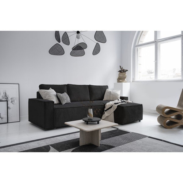 Colțar gri antracit extensibil cu tapițerie din catifea reiată  (cu colț variabil) Brave Dave – Miuform-image-2