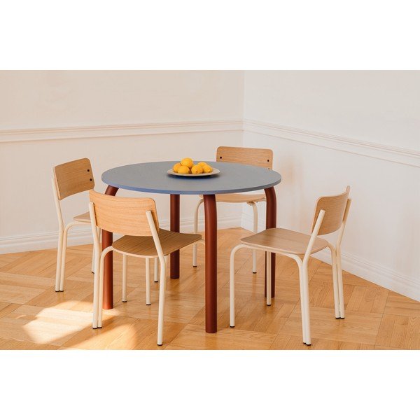 Scaun de dining în culoare naturală stivuibil cu aspect de lemn de stejar Kei – noo.ma-image-1