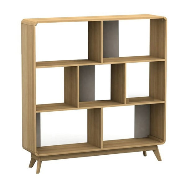 Bibliotecă în culoare naturală cu aspect de lemn de stejar 122x126 cm Caitlin – Støraa