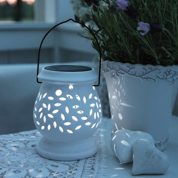 Felinar LED pentru exterior Star Trading Clay, alb, înălțime 14 cm