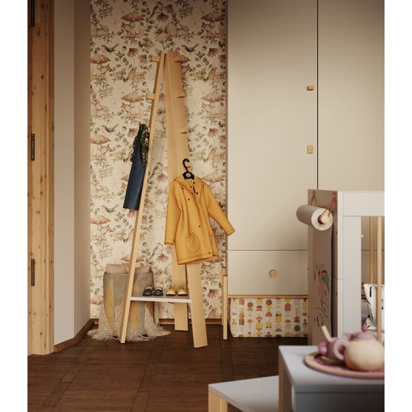 Cuier pentru copii gri deschis/în culoare naturală din lemn masiv de fag Cube - Pinio-image-1